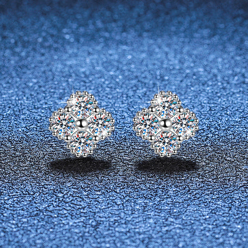 [Riva Jewelry]ELEGANT FOUR-LEAF CLOVER MOISSANITE STUD EARRINGS