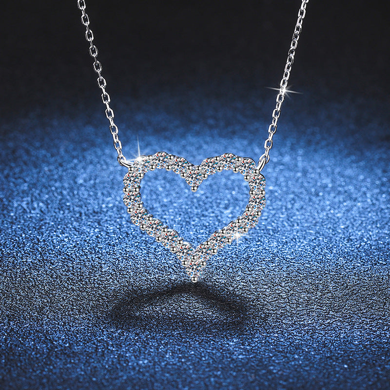 [Riva Jewelry]ROMANTIC HEART MOISSANITE PENDANT NECKLACE
