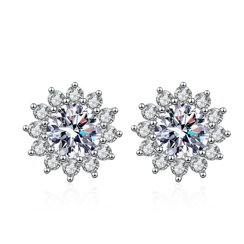 [Riva Jewelry]BLOOMING SUNFLOWER MOISSANITE STUD EARRINGS