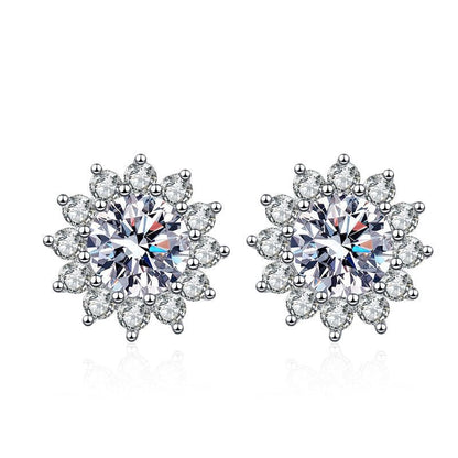 [Riva Jewelry]BLOOMING SUNFLOWER MOISSANITE STUD EARRINGS
