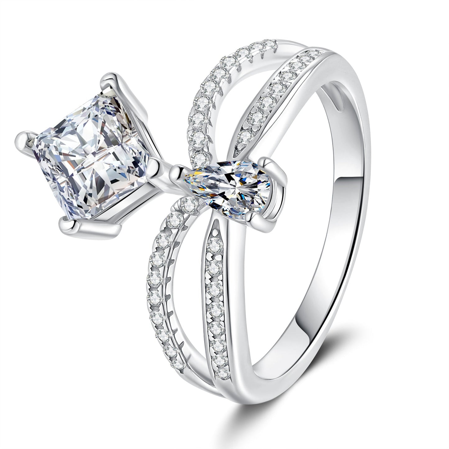 [Riva Jewelry]ELEGANT DOUBLE-TWISTED MOISSANITE RING