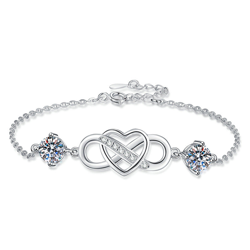 [Riva Jewelry]DOUBLE-STONE "LOVE LINK" MOISSANITE BRACELET