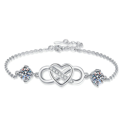 [Riva Jewelry]DOUBLE-STONE "LOVE LINK" MOISSANITE BRACELET