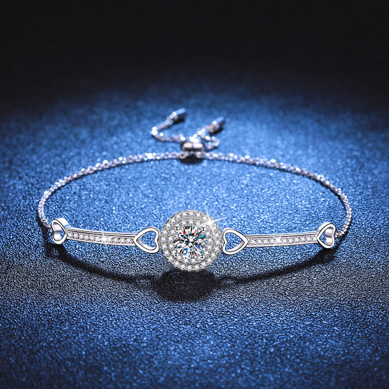 [Riva Jewelry]INTERLOCKING HEART & CIRCLE MOISSANITE BRACELET