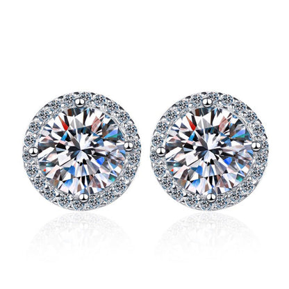 [Riva Jewelry]CLASSIC 4-PRONG ROUND MOISSANITE STUD EARRINGS