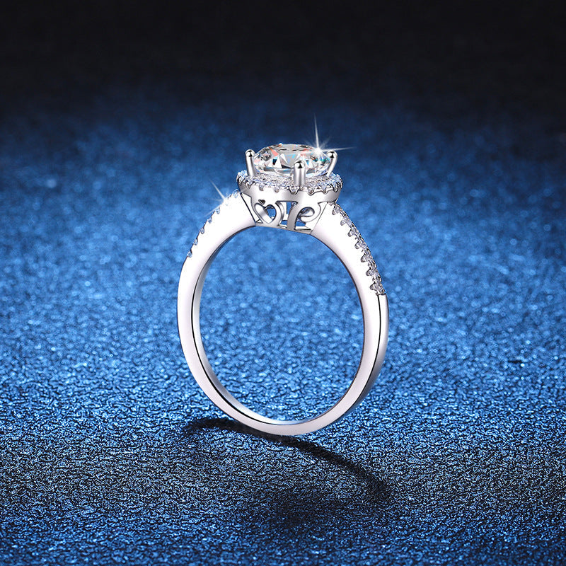 [Riva Jewelry]RADIANT ROUND HALO MOISSANITE ENGAGEMENT RING