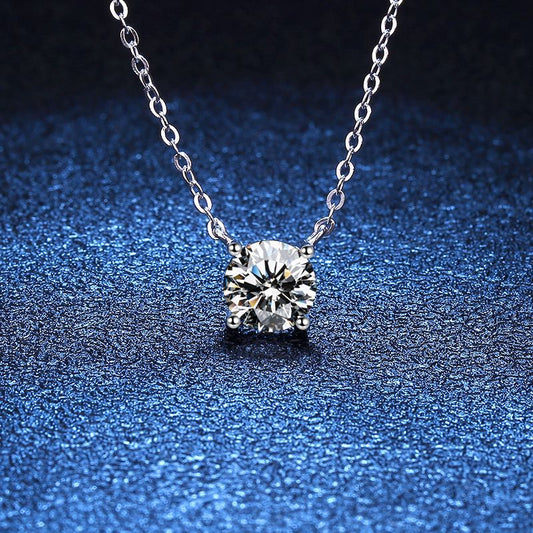 [Riva Jewelry]CLASSIC FOUR-PRONG SOLITAIRE MOISSANITE NECKLACE