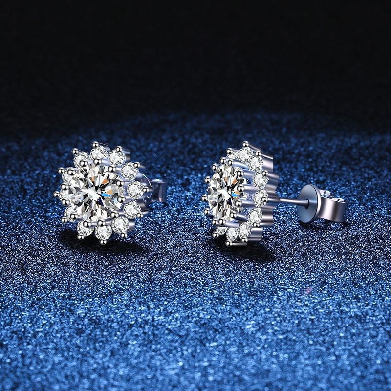 [Riva Jewelry]BLOOMING SUNFLOWER MOISSANITE STUD EARRINGS