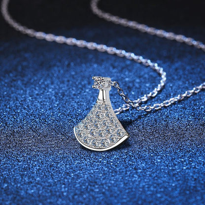 [Riva Jewelry]ELEGANT FAN-SHAPED MOISSANITE PENDANT NECKLACE