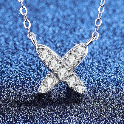 [Riva Jewelry]MODERN X-SHAPE PAVÉ MOISSANITE NECKLACE