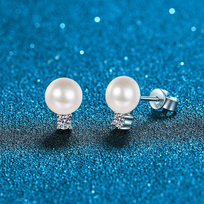 [Riva Jewelry]ELEGANT NATURAL PEARL & MOISSANITE DROP EARRINGS