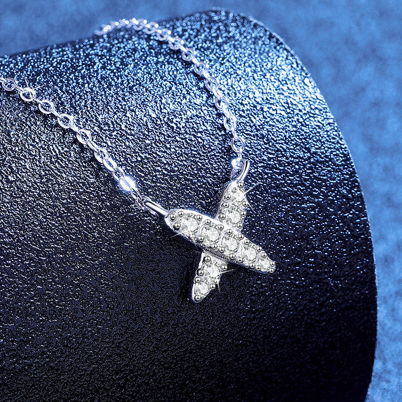 [Riva Jewelry]MODERN X-SHAPE PAVÉ MOISSANITE NECKLACE