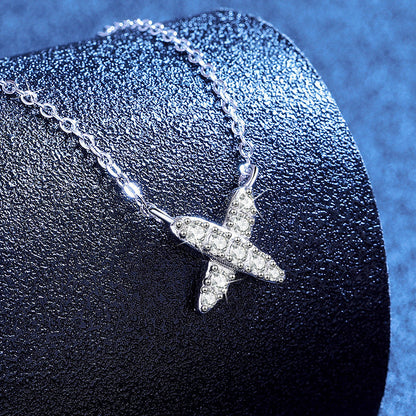 [Riva Jewelry]MODERN X-SHAPE PAVÉ MOISSANITE NECKLACE