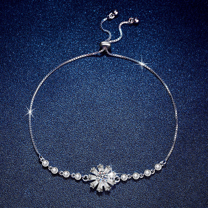 [Riva Jewelry]RADIANT ICY CRYSTAL SUNFLOWER MOISSANITE BRACELET