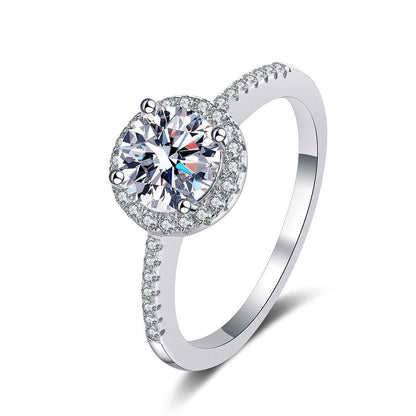 [Riva Jewelry]RADIANT ROUND HALO MOISSANITE ENGAGEMENT RING