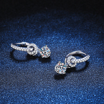 [Riva Jewelry]INTERLOCKING DOUBLE RING MOISSANITE DROP EARRINGS