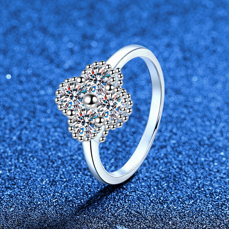 [Riva Jewelry]ELEGANT FOUR-LEAF CLOVER MOISSANITE RING