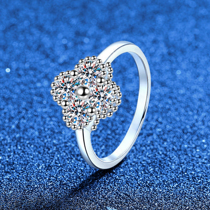 [Riva Jewelry]ELEGANT FOUR-LEAF CLOVER MOISSANITE RING