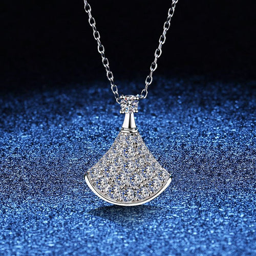[Riva Jewelry]ELEGANT FAN-SHAPED MOISSANITE PENDANT NECKLACE
