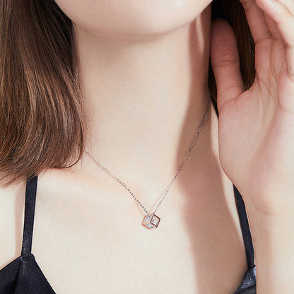 [Riva Jewelry]GEOMETRIC SUGAR-CUBE MOISSANITE NECKLACE