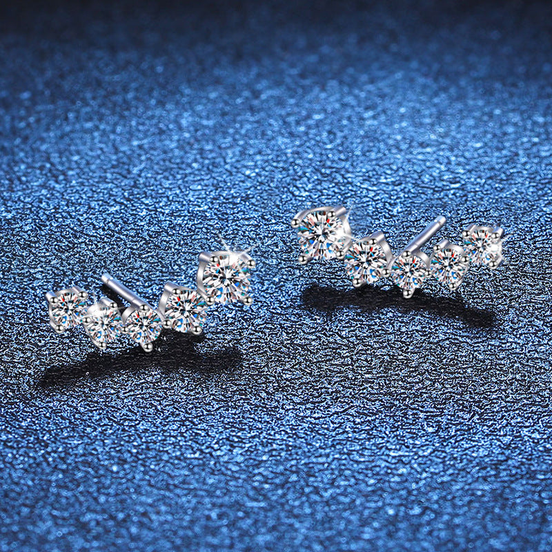 [Riva Jewelry]SPARKLING SMILE ARC MOISSANITE STUD EARRINGS