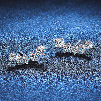 [Riva Jewelry]SPARKLING SMILE ARC MOISSANITE STUD EARRINGS