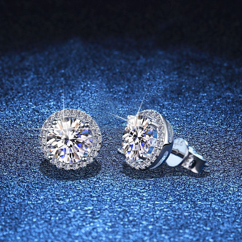 [Riva Jewelry]CLASSIC 4-PRONG ROUND MOISSANITE STUD EARRINGS