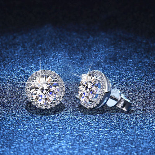 [Riva Jewelry]CLASSIC 4-PRONG ROUND MOISSANITE STUD EARRINGS