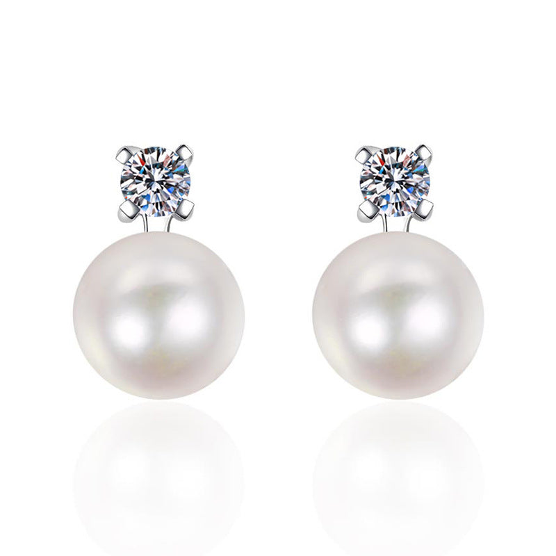 [Riva Jewelry]ELEGANT NATURAL PEARL & MOISSANITE DROP EARRINGS
