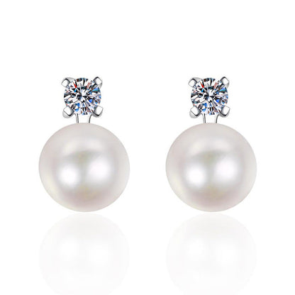 [Riva Jewelry]ELEGANT NATURAL PEARL & MOISSANITE DROP EARRINGS
