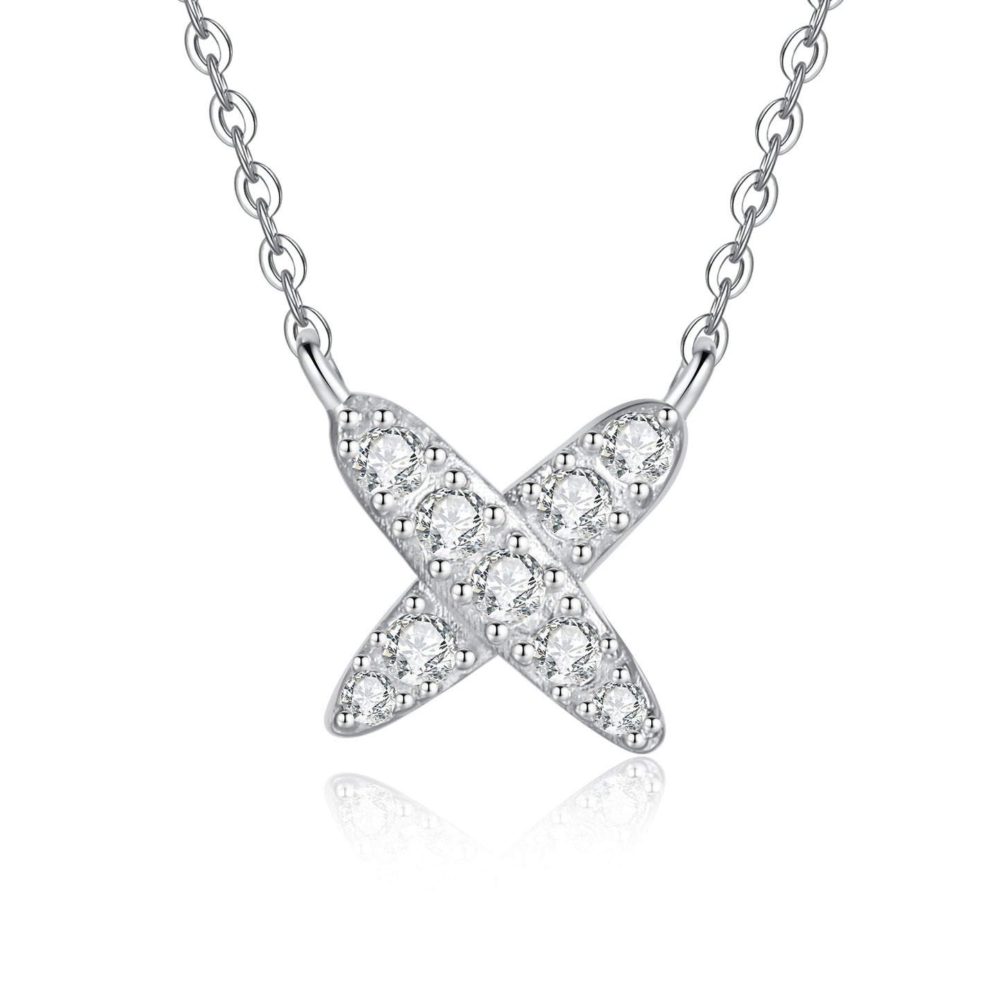 [Riva Jewelry]MODERN X-SHAPE PAVÉ MOISSANITE NECKLACE