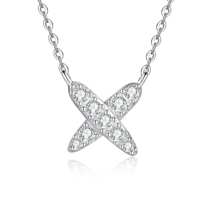 [Riva Jewelry]MODERN X-SHAPE PAVÉ MOISSANITE NECKLACE
