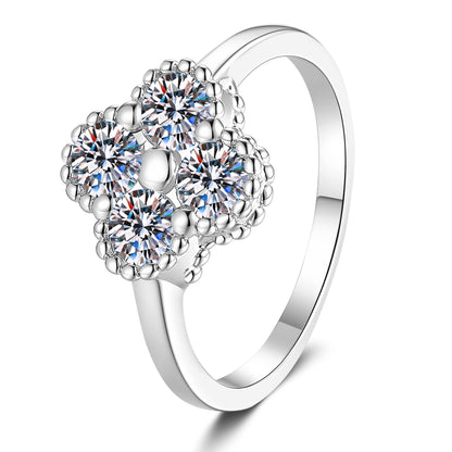 [Riva Jewelry]ELEGANT FOUR-LEAF CLOVER MOISSANITE RING