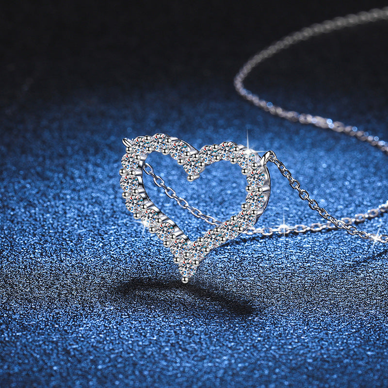 [Riva Jewelry]ROMANTIC HEART MOISSANITE PENDANT NECKLACE