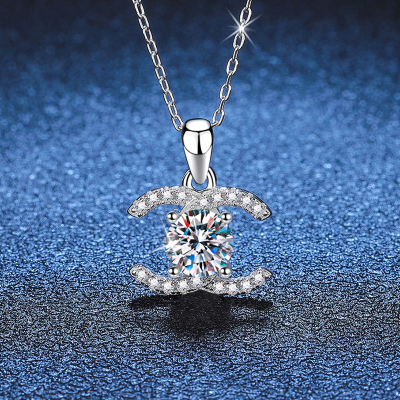 [Riva Jewelry]CLASSIC INTERLOCKING MOISSANITE PENDANT NECKLACE