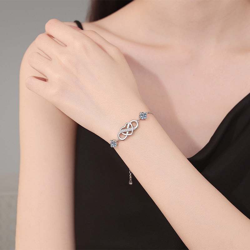 [Riva Jewelry]DOUBLE-STONE "LOVE LINK" MOISSANITE BRACELET