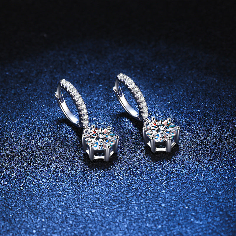 [Riva Jewelry]CLASSIC 6-PRONG MOISSANITE DROP EARRINGS