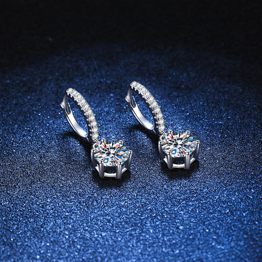 [Riva Jewelry]CLASSIC 6-PRONG MOISSANITE DROP EARRINGS