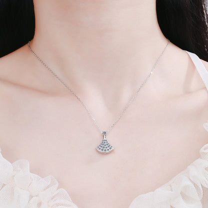 [Riva Jewelry]ELEGANT FAN-SHAPED MOISSANITE PENDANT NECKLACE