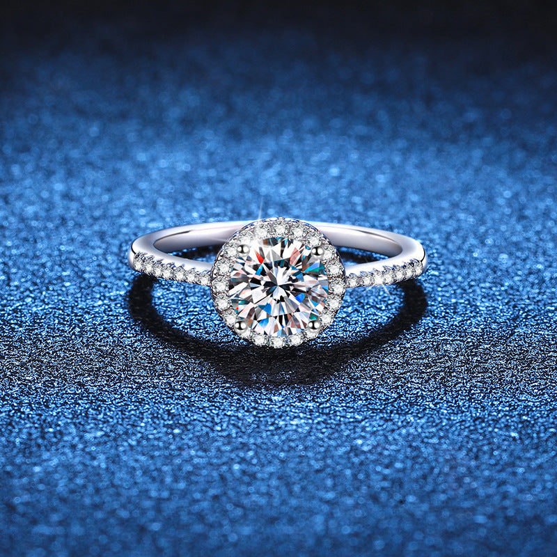 [Riva Jewelry]RADIANT ROUND HALO MOISSANITE ENGAGEMENT RING