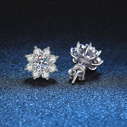 [Riva Jewelry]RADIANT SUNFLOWER MOISSANITE STUD EARRINGS