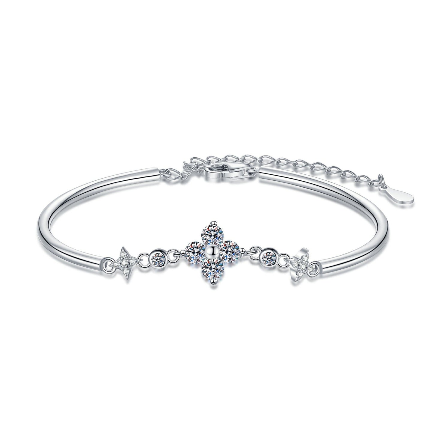 [Riva Jewelry]CLOVER & TWIN-STAR MOISSANITE BRACELET