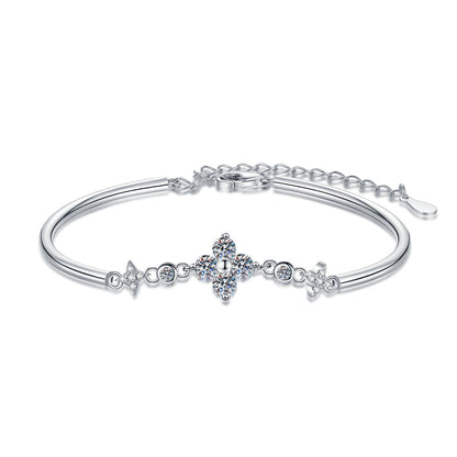 [Riva Jewelry]CLOVER & TWIN-STAR MOISSANITE BRACELET