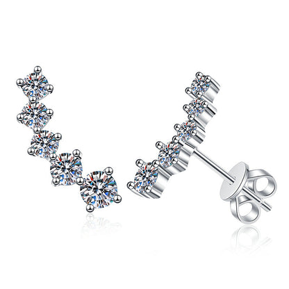 [Riva Jewelry]SPARKLING SMILE ARC MOISSANITE STUD EARRINGS