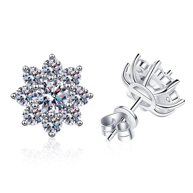 [Riva Jewelry]RADIANT SUNFLOWER MOISSANITE STUD EARRINGS