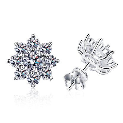 [Riva Jewelry]RADIANT SUNFLOWER MOISSANITE STUD EARRINGS