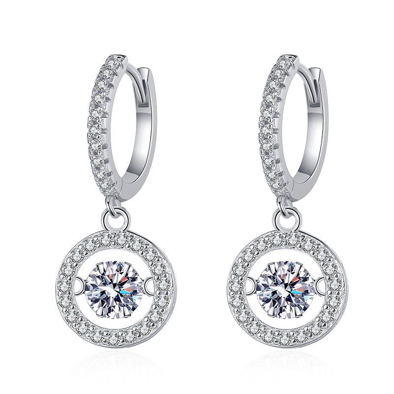 [Riva Jewelry]DANCING MOISSANITE HALO DROP HOOP EARRINGS