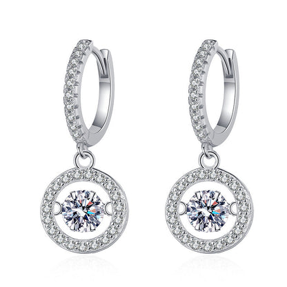 [Riva Jewelry]DANCING MOISSANITE HALO DROP HOOP EARRINGS