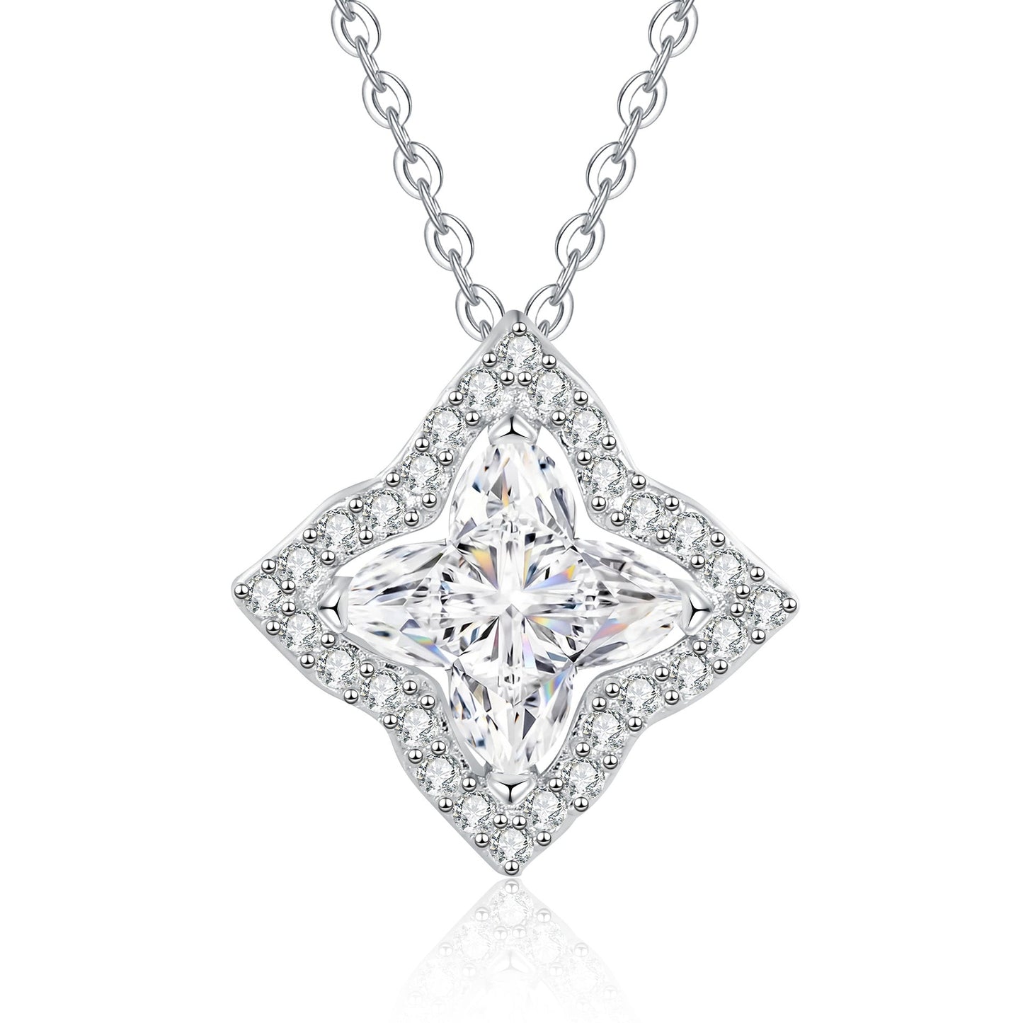 [Riva Jewelry]STAR-CLOVER MOISSANITE NECKLACE