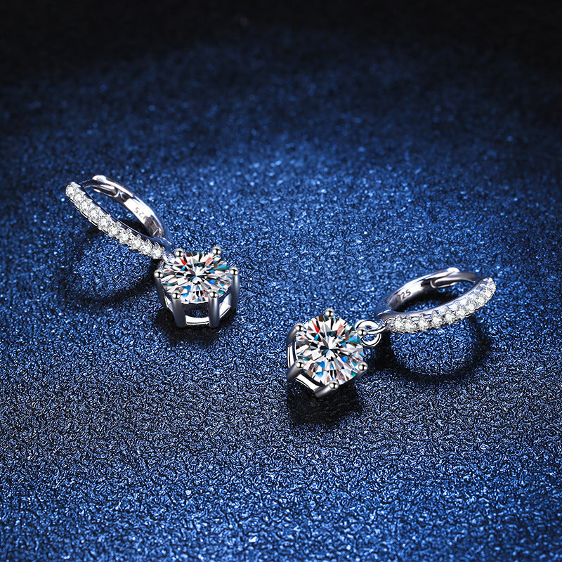 [Riva Jewelry]CLASSIC 6-PRONG MOISSANITE DROP EARRINGS